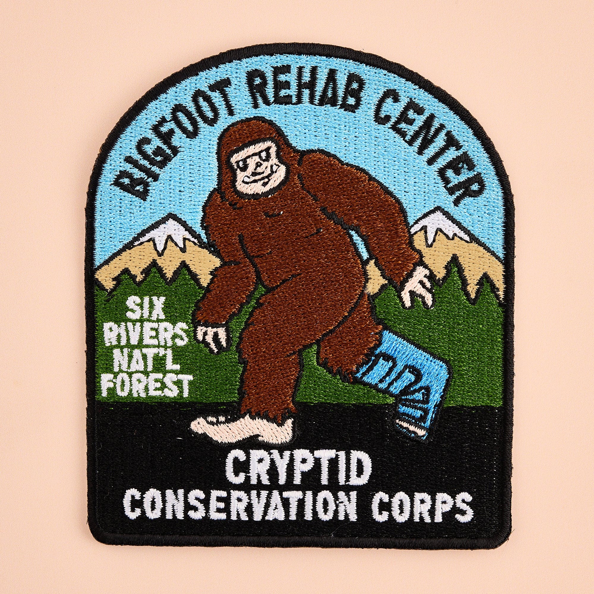 Bigfoot Rehab Center Set: Pin, Sticker, and Patch