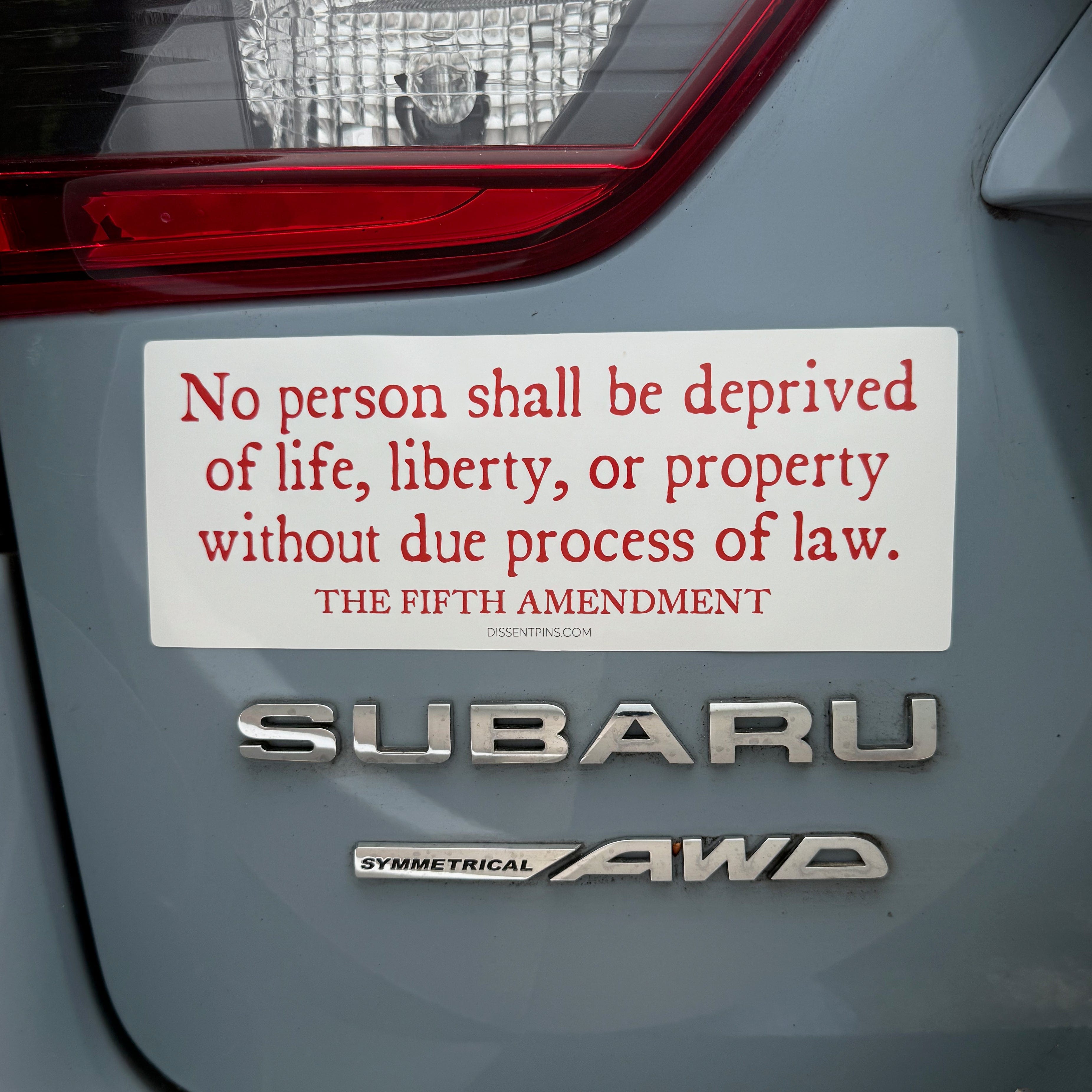 Fifth Amendment Bumper Sticker or Car Magnet