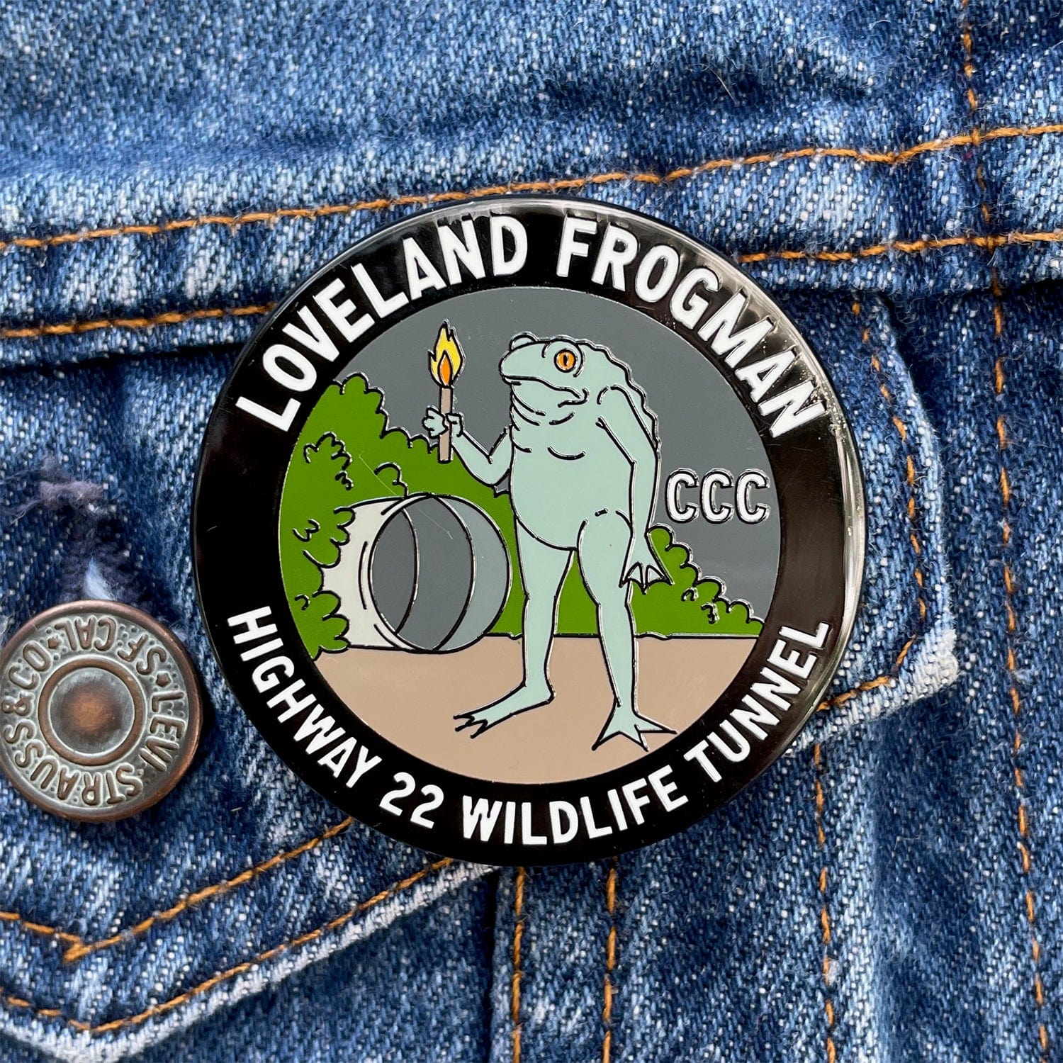 Loveland Frogman Wildlife Tunnel Pin