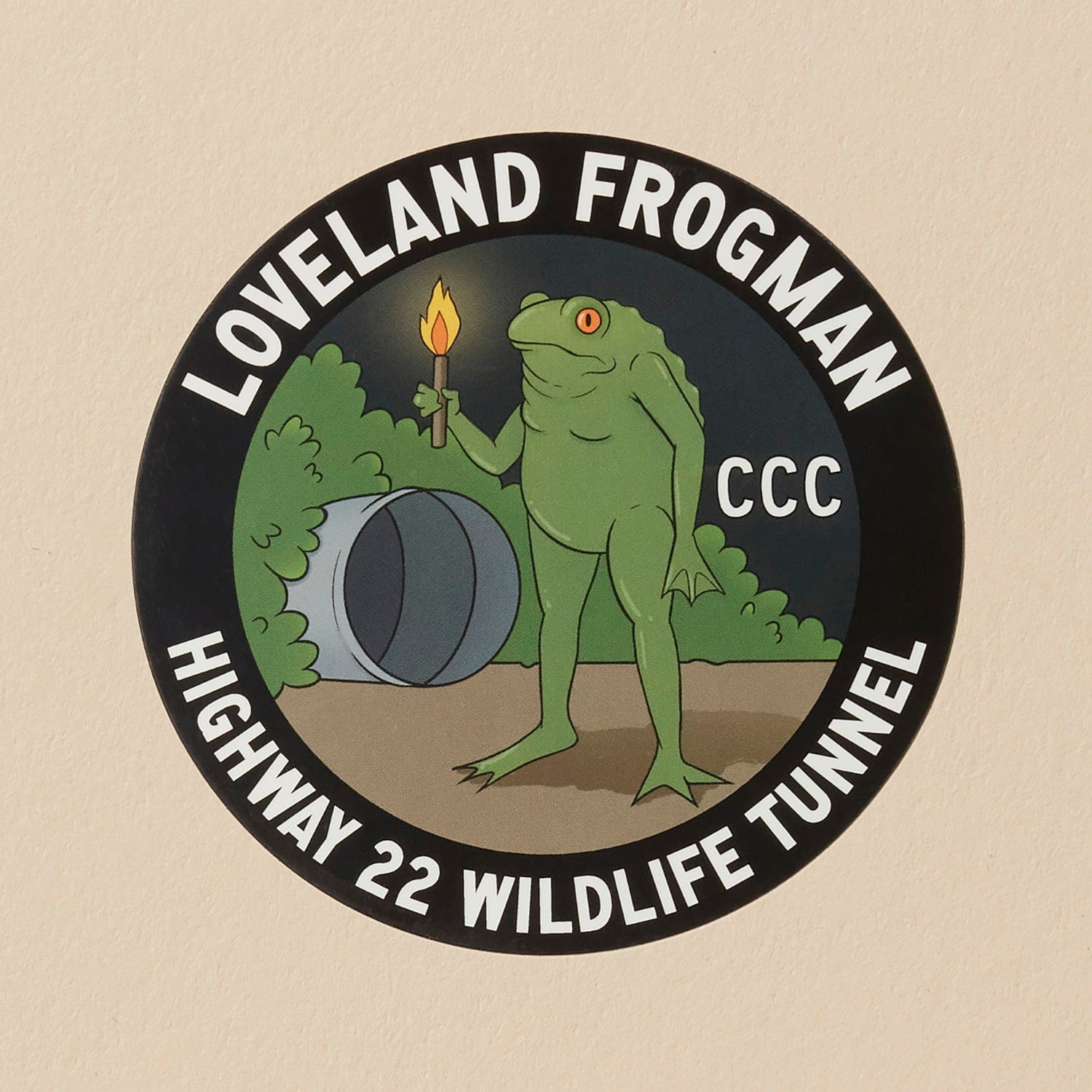 Loveland Frogman Wildlife Tunnel Sticker