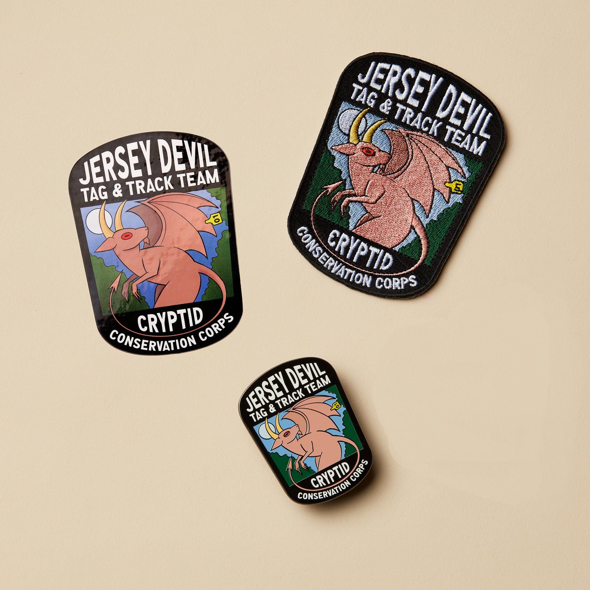 Devil Patch Sticker Jersey Devil Set: Pin, Sticker, and Patch — Dissent Pins