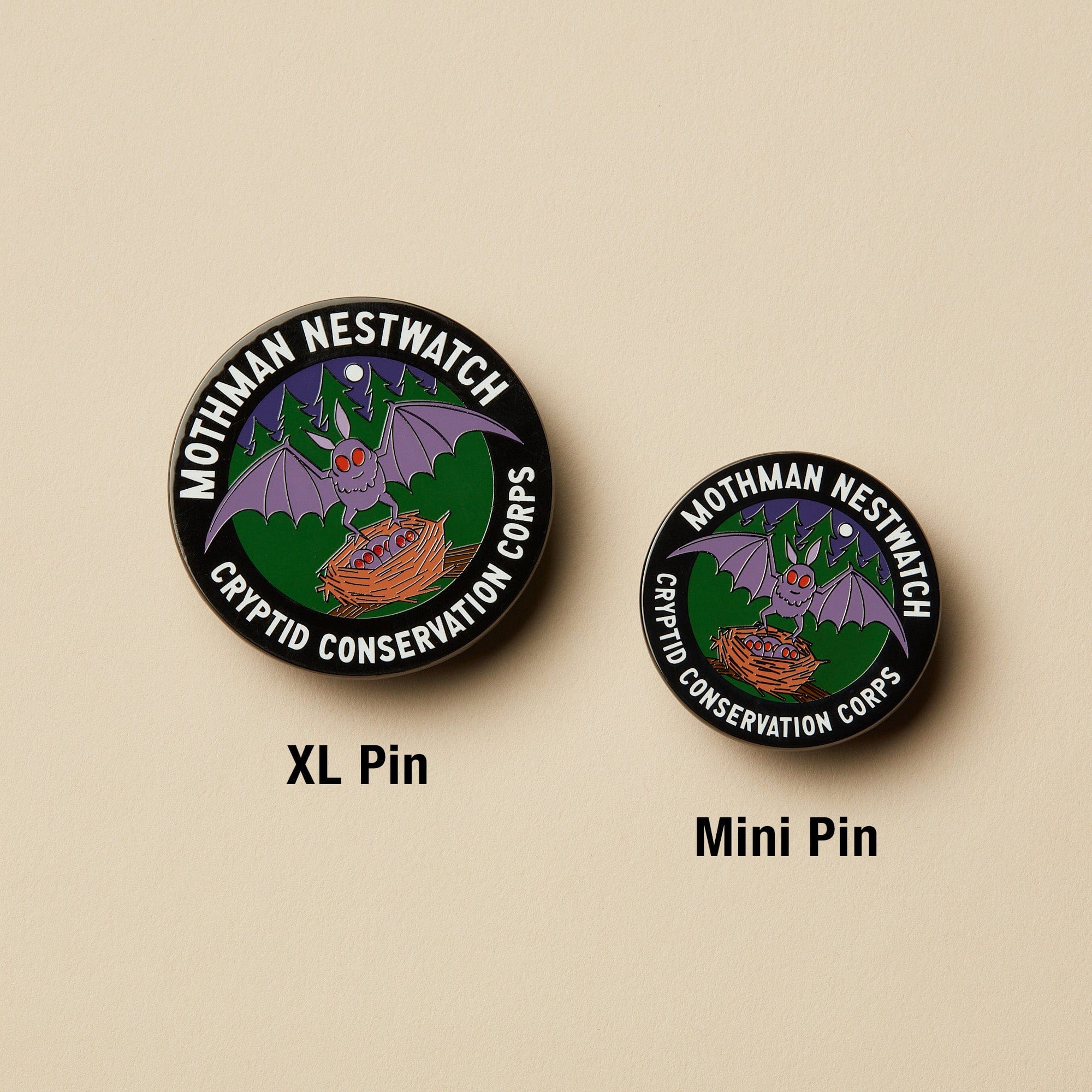 Mothman Set: Pin, Sticker, and Patch