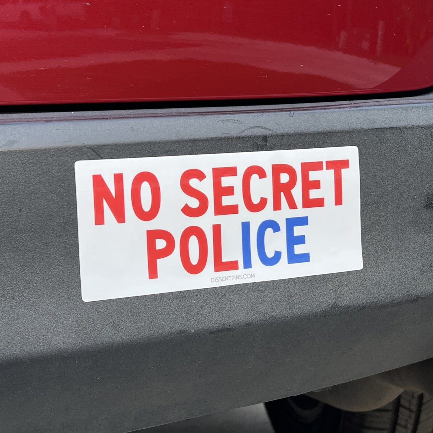 No Secret Police Bumper Sticker or Car Magnet — Dissent Pins