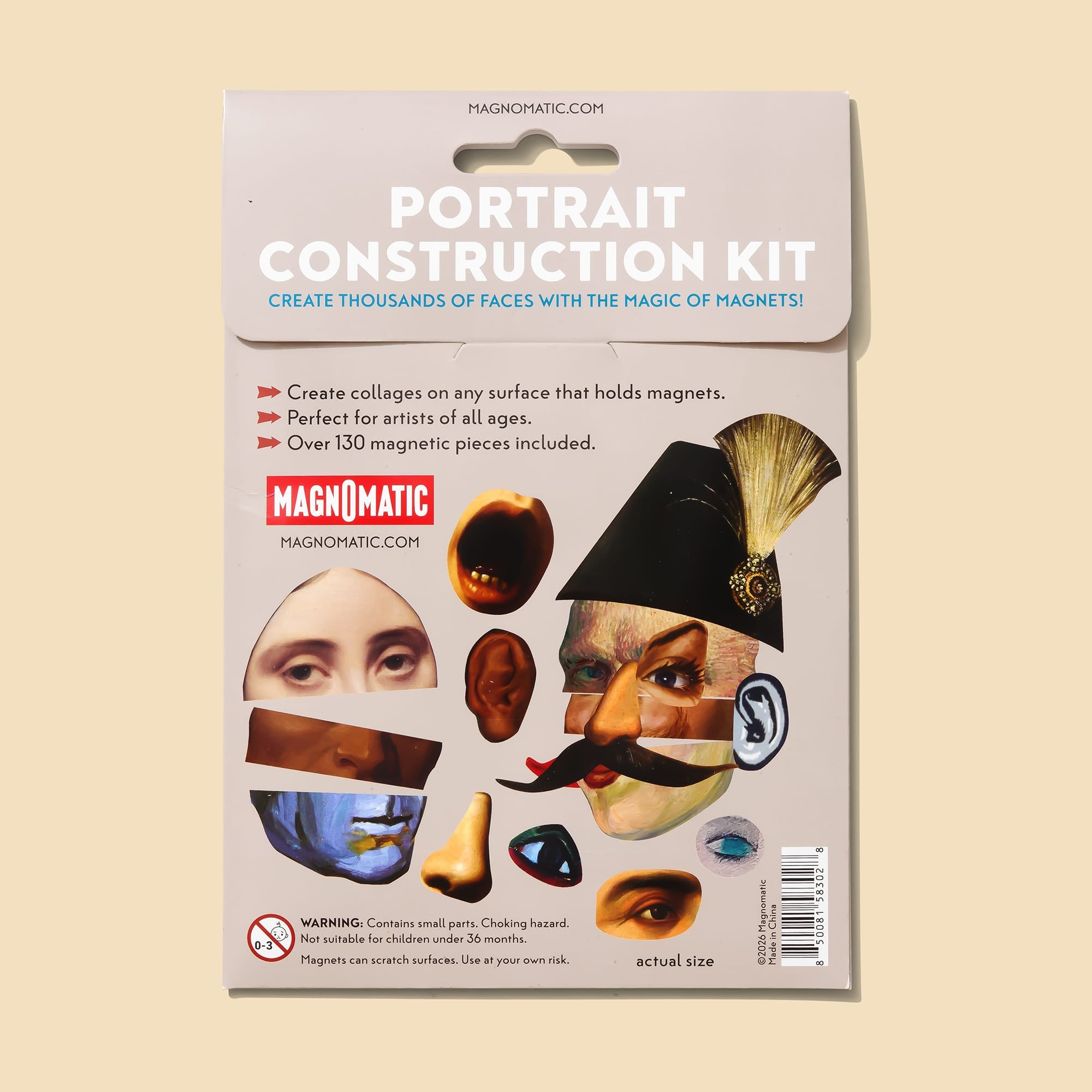 Backside of Magnetic Portrait Kit Packaging