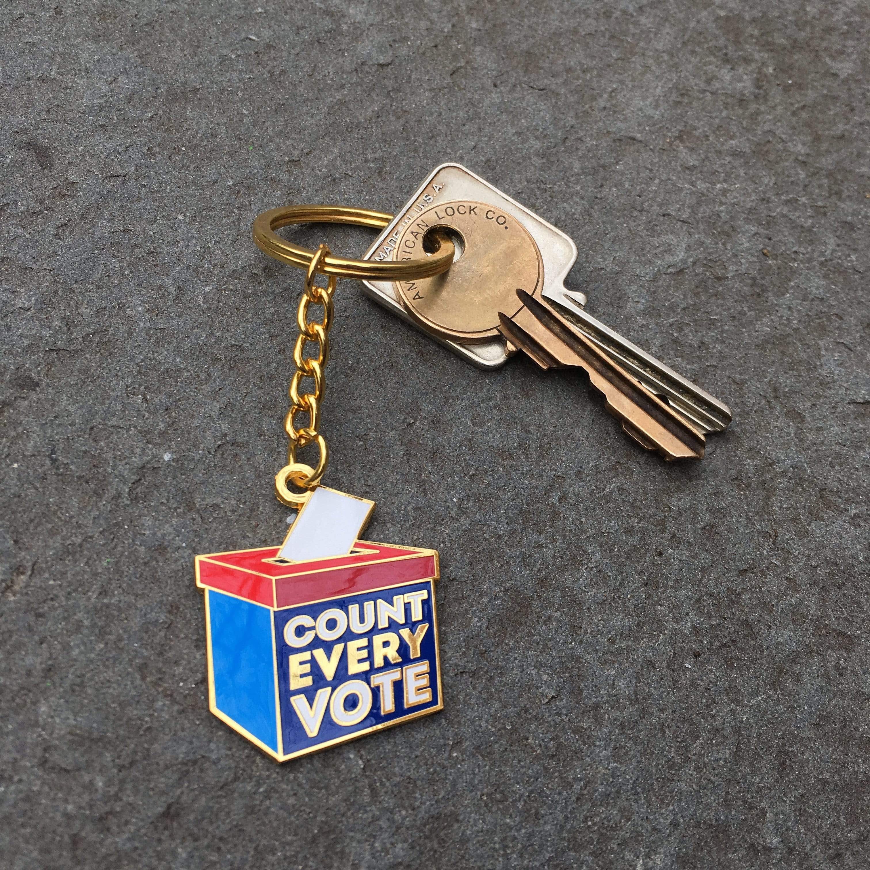 Count Every Vote Keychain - Hard Enamel