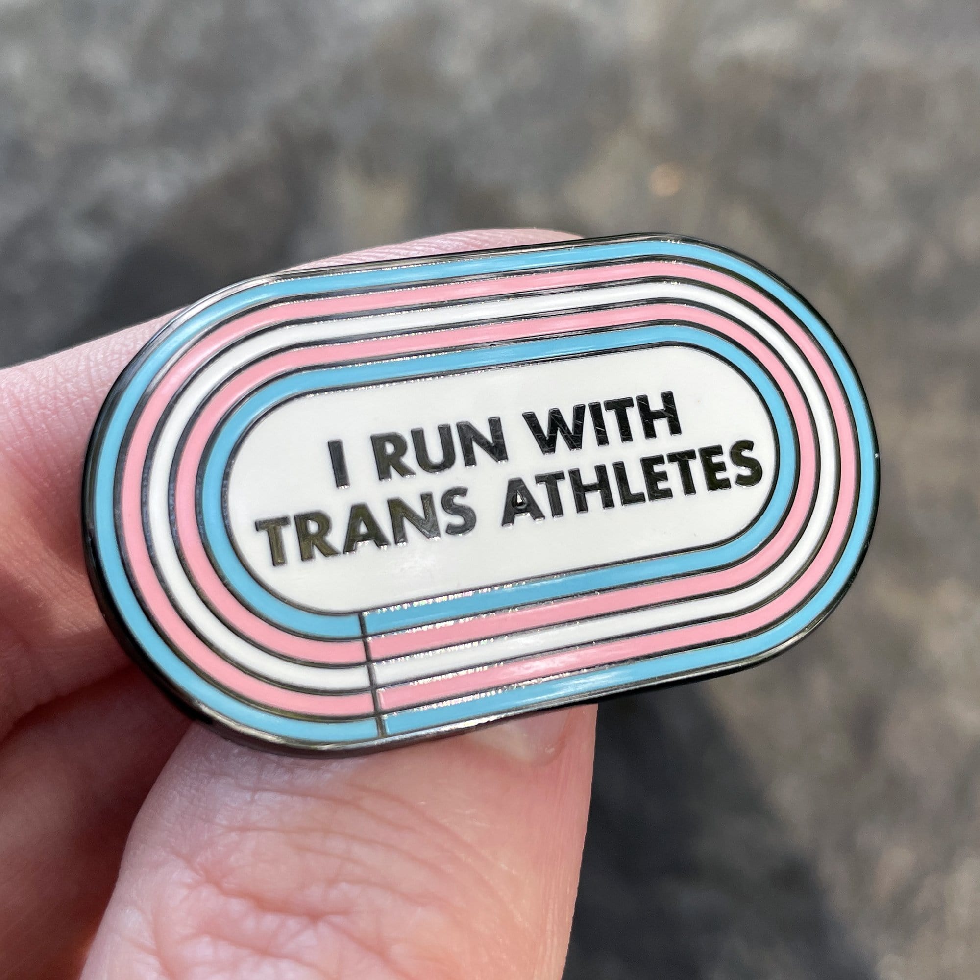 I Run With Trans Athletes Pin