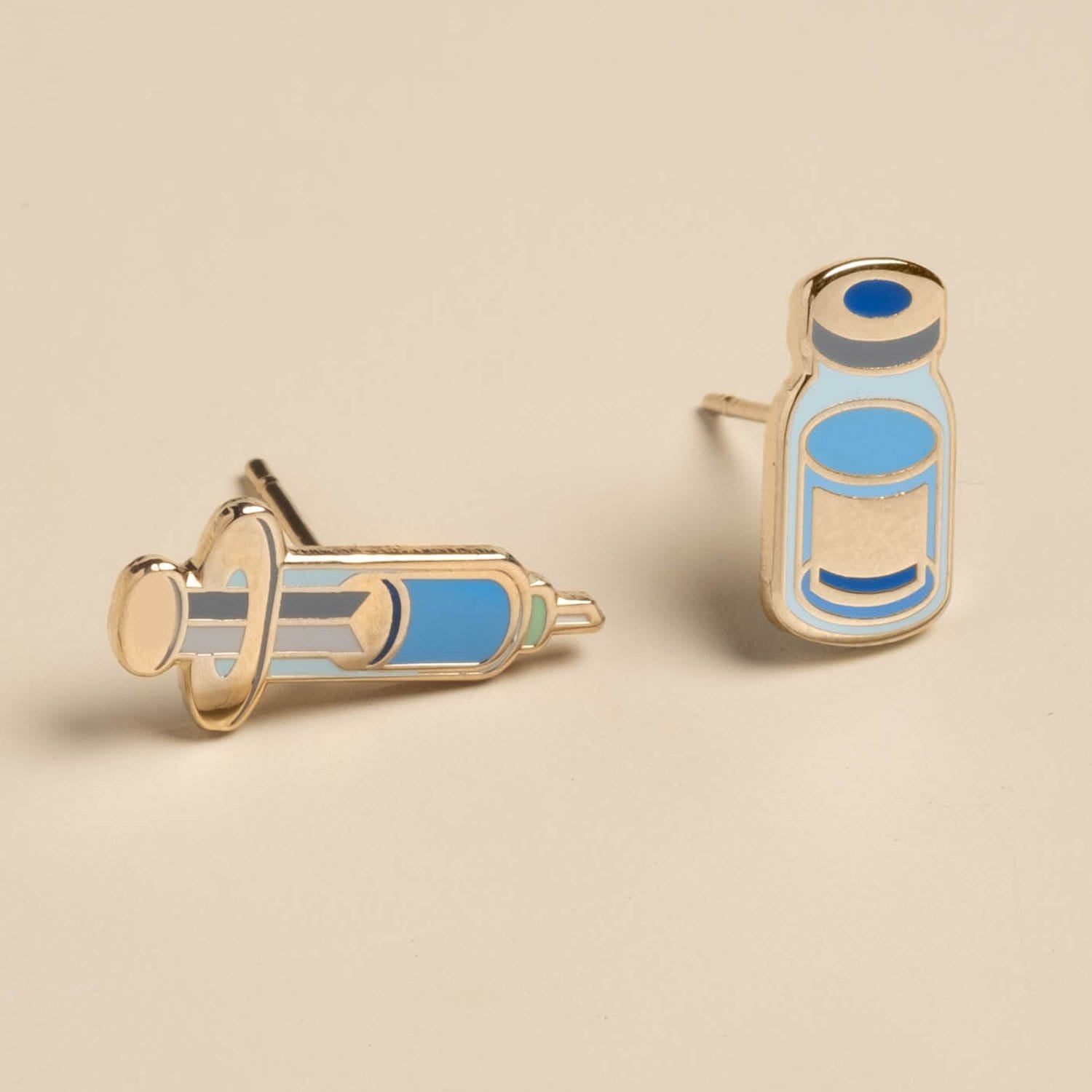 Vaccine Syringe and Vial (mixed set) Post Earrings