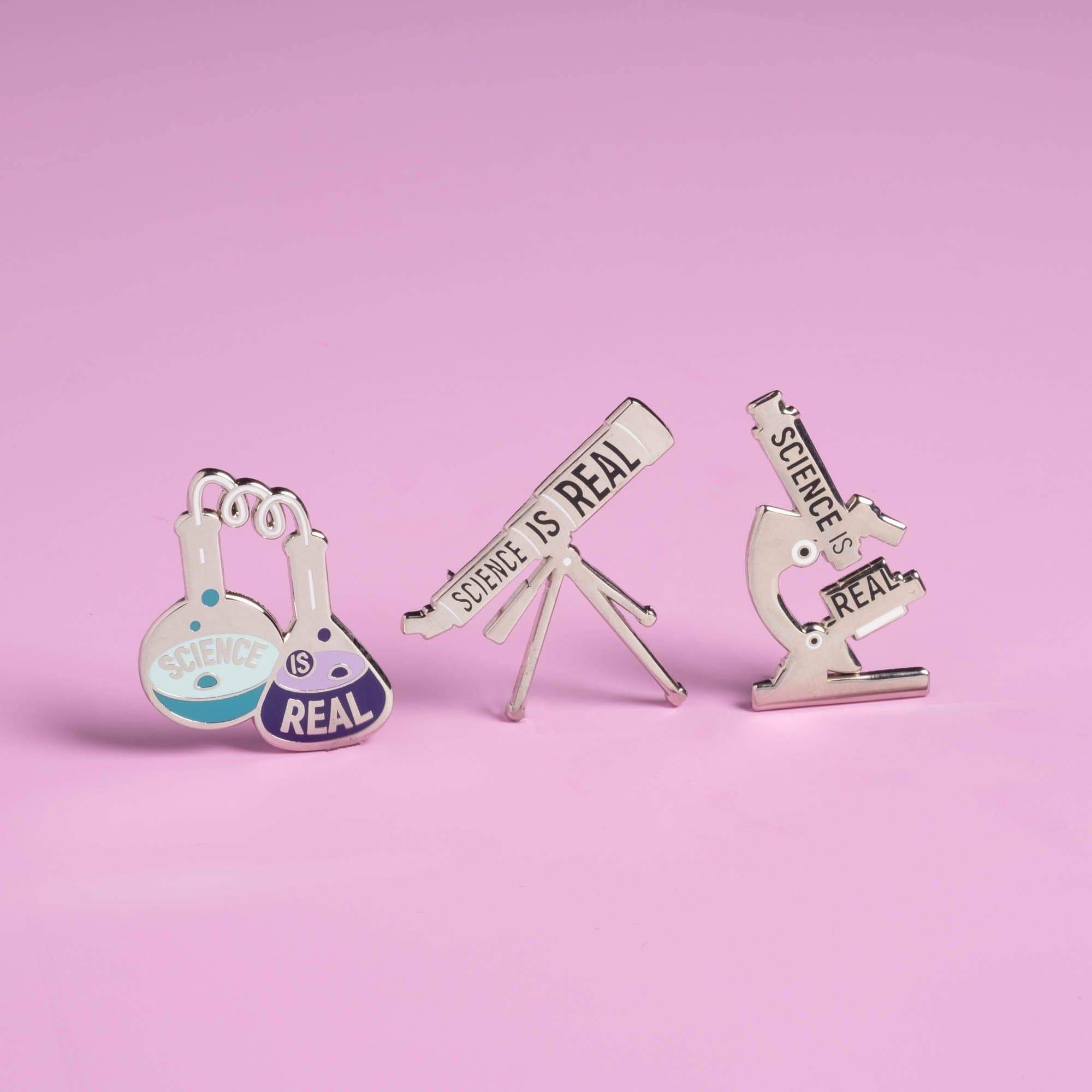 Evil Science Pin Science is Real Pins - Set of four — Dissent Pins