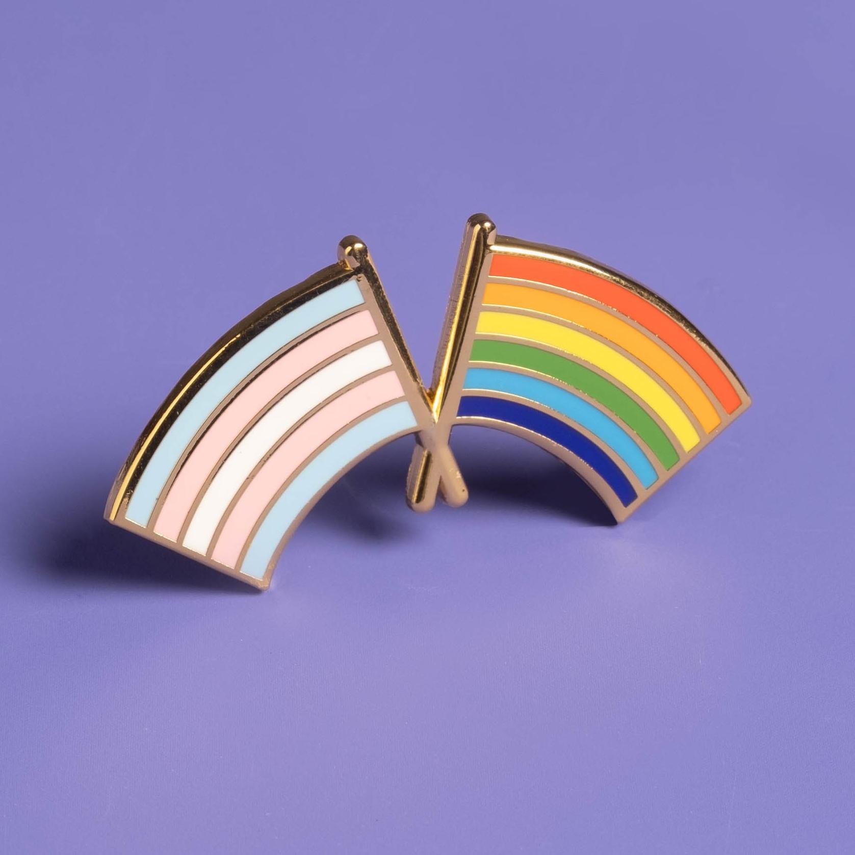 Trans Pin Set Trans and LGBTQ+ Pride Flag Combo Pin — Dissent Pins