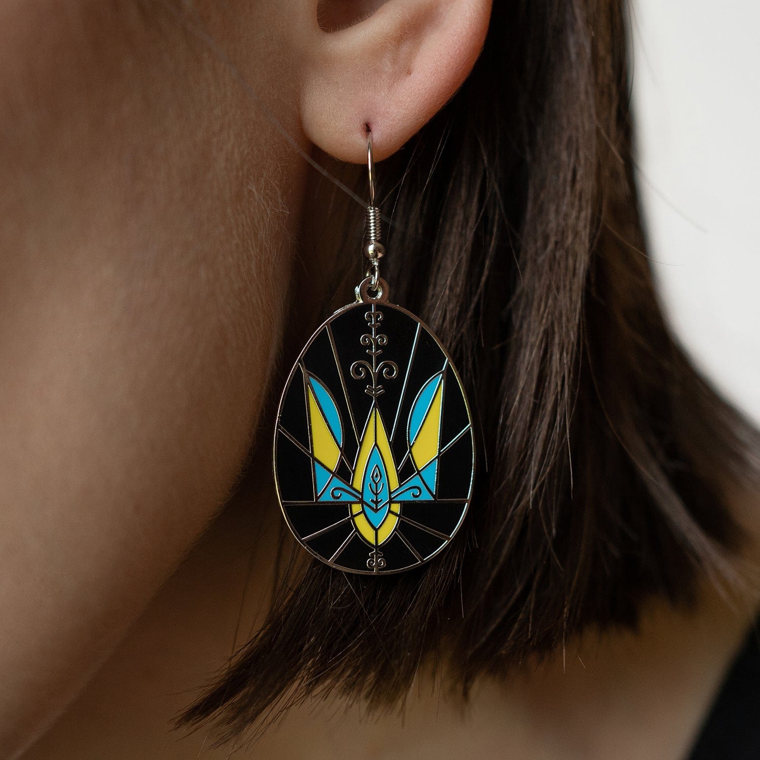 Ukrainian Easter Egg (Pysanky) Earrings - Trident